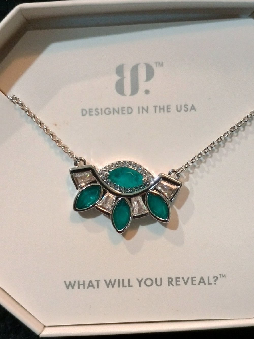 Green Teal Gemstone Necklace with Silver Accents